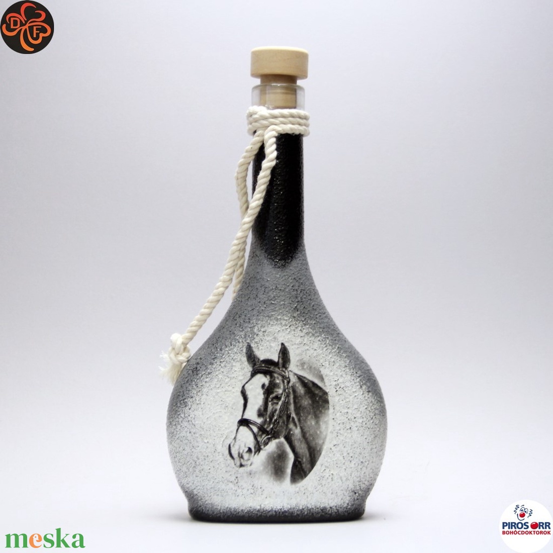 Ló - lovas italos üveg ; Lovak kedvelőinek - otthon & lakás - dekoráció - asztal és polc dekoráció - díszüveg - Meska.hu