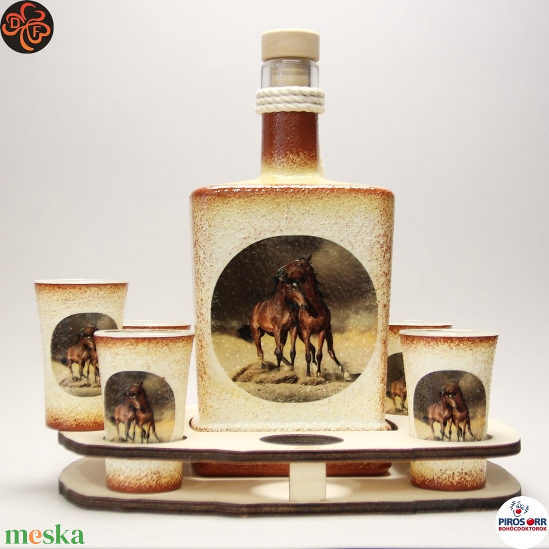 Ló - lovas pálinkás készlet ; Lovak kedvelőinek - otthon & lakás - dekoráció - asztal és polc dekoráció - díszüveg - Meska.hu