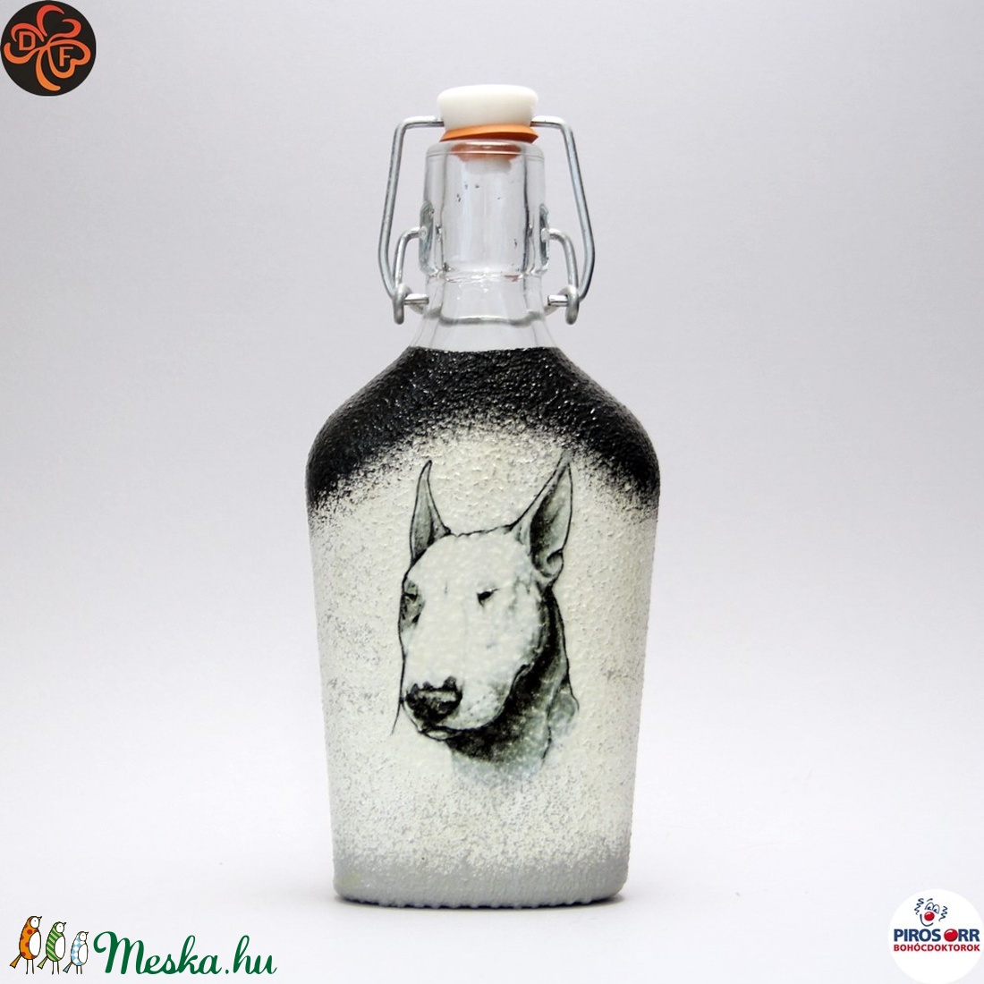 Kutya BULLTERRIER italos üveg ; Házi kedvenc rajongóknak  - otthon & életmód - konyhafelszerelés, tálalás - Meska.hu