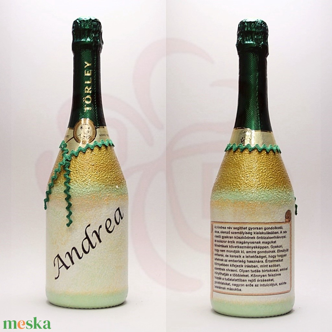 Neves-névnapos ANDREA nevű nőknek, neves ajándék pezsgő - otthon & életmód - dekoráció - asztal és polc dekoráció - díszüveg - Meska.hu