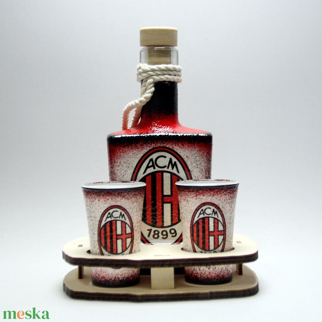 AC MILAN  pálinkás készlet ; futball szurkolóknak, férjnek, barátnak születésnapra, névnapra, karácsonyra  - otthon & életmód - konyhafelszerelés, tálalás - Meska.hu