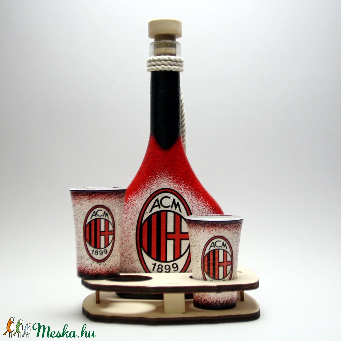 AC MILAN  pálinkás készlet ; futball szurkolóknak, férjnek, barátnak születésnapra, névnapra, karácsonyra  - otthon & életmód - konyhafelszerelés, tálalás - Meska.hu