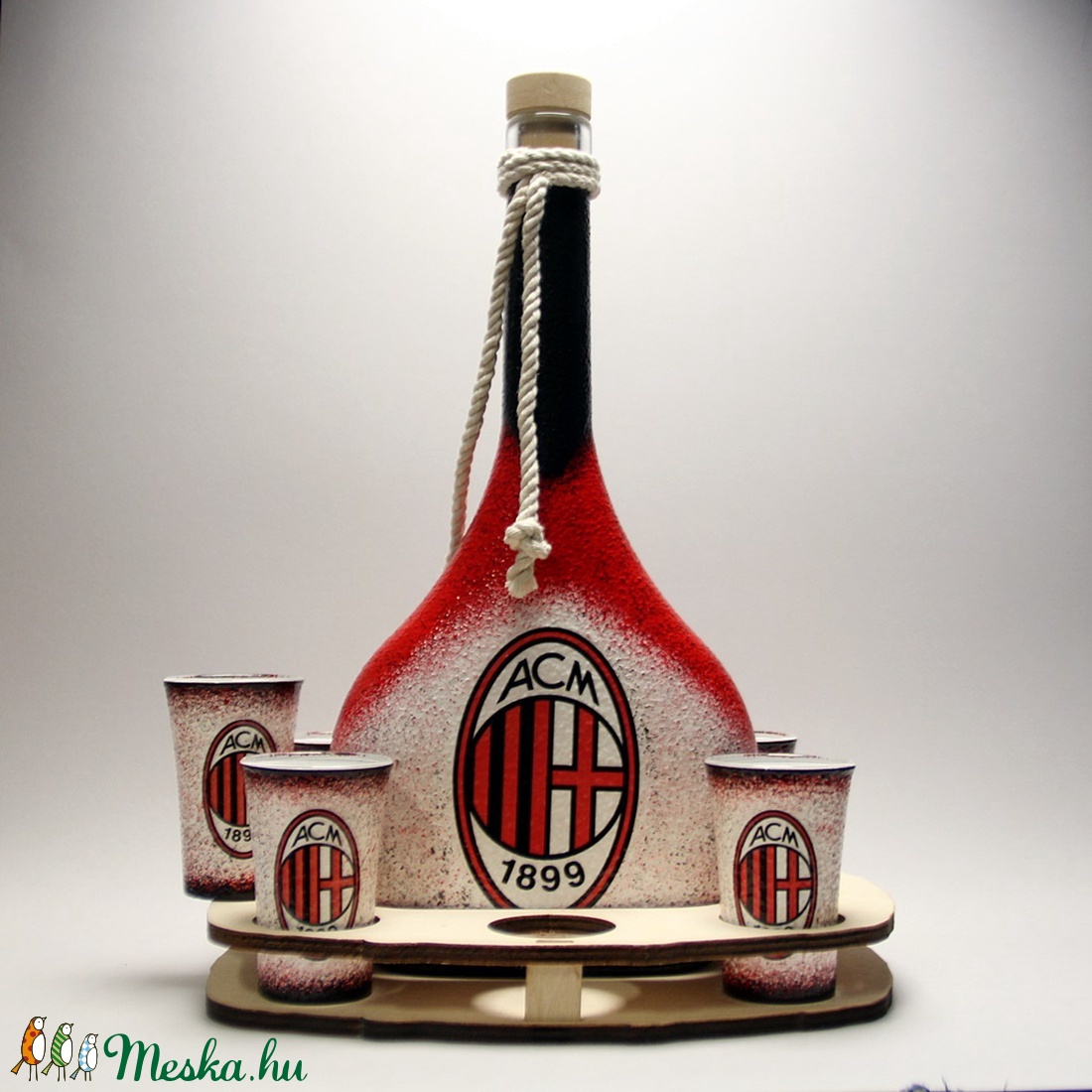 AC MILAN  pálinkás készlet ; futball szurkolóknak - otthon & életmód - konyhafelszerelés, tálalás - Meska.hu