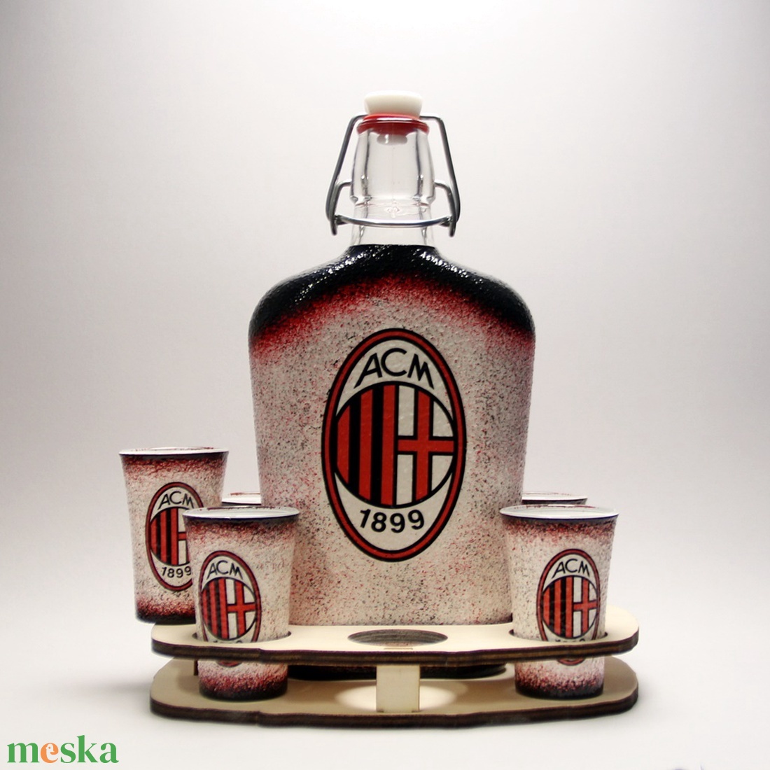 AC MILAN  pálinkás készlet ; futball szurkolóknak - otthon & életmód - konyhafelszerelés, tálalás - Meska.hu