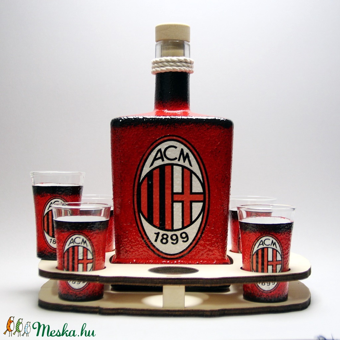 AC MILAN  pálinkás készlet ; futball szurkolóknak - otthon & életmód - konyhafelszerelés, tálalás - Meska.hu