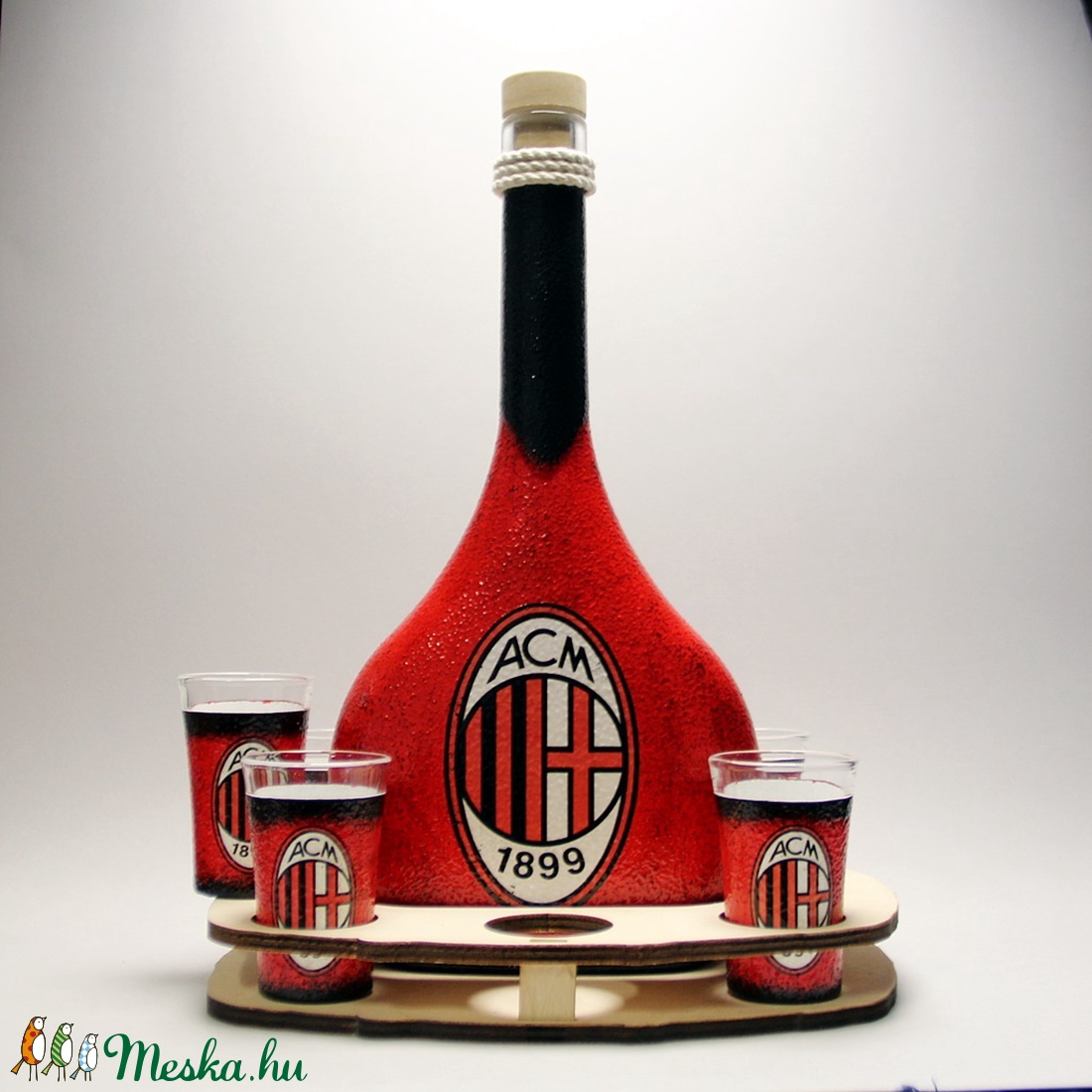 AC MILAN  pálinkás készlet ; futball szurkolóknak - otthon & életmód - konyhafelszerelés, tálalás - Meska.hu