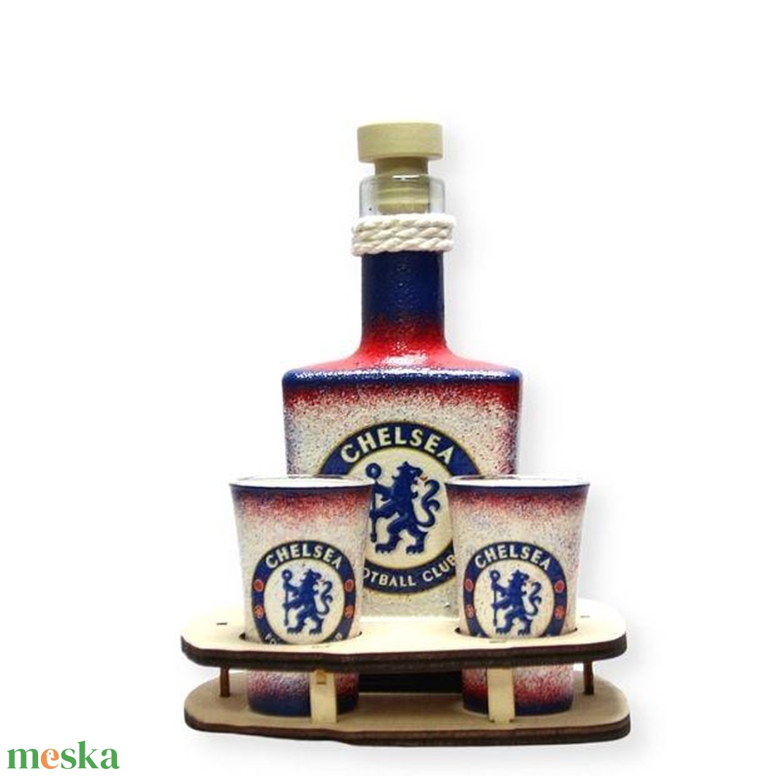 Chelsea FC italos szett ; Chelsea szurkolói ajándék  - otthon & lakás - dekoráció - asztal és polc dekoráció - díszüveg - Meska.hu