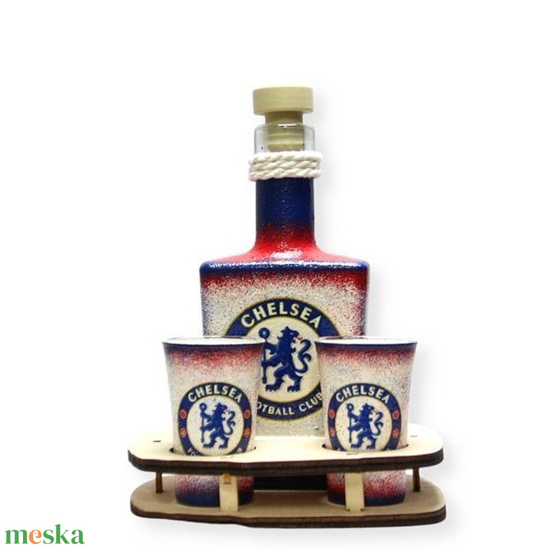 Chelsea FC italos szett ; Chelsea szurkolói ajándék  - otthon & életmód - dekoráció - asztal és polc dekoráció - díszüveg - Meska.hu
