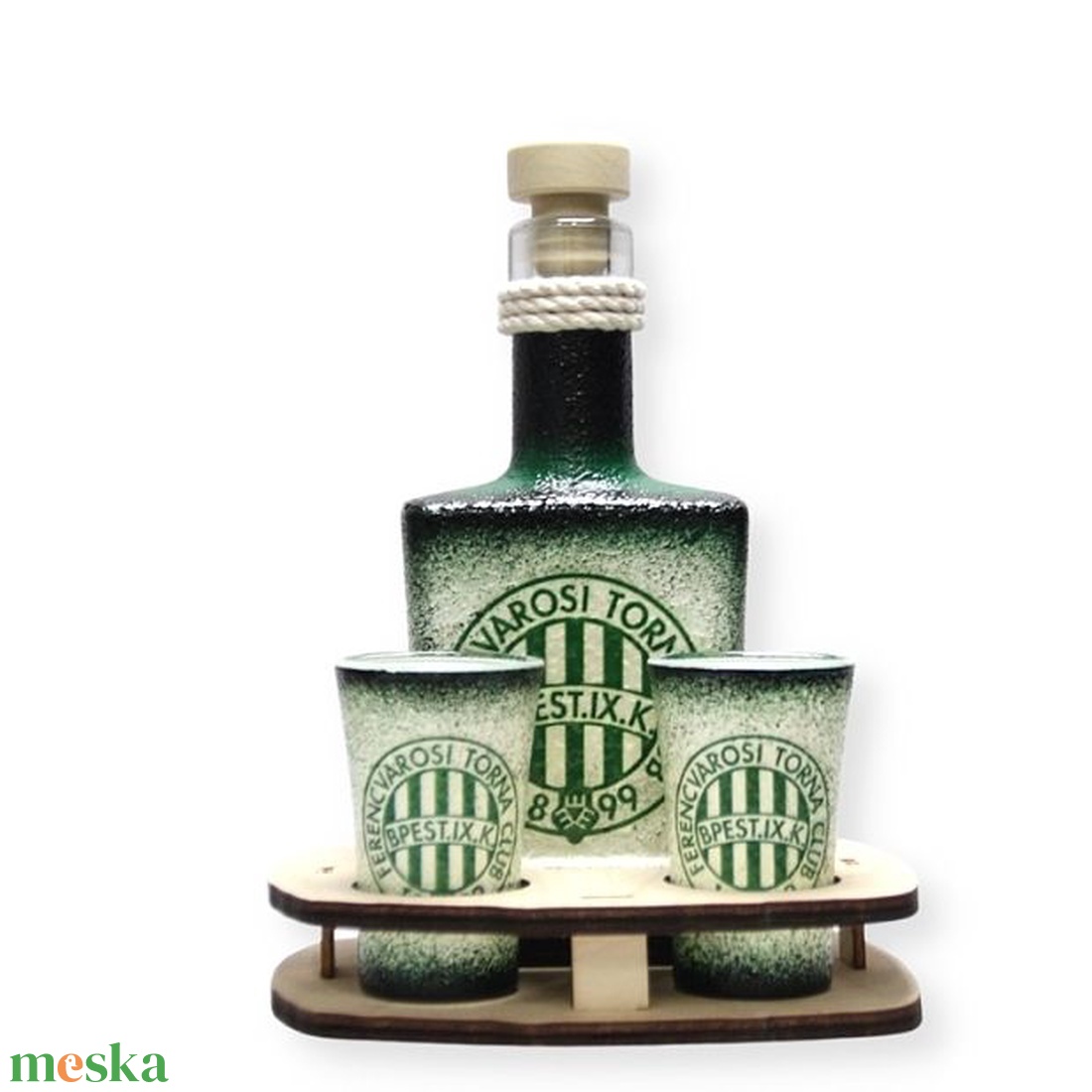 FTC pálinkás kínáló készlet ; Ferencváros szurkolóinak  - otthon & életmód - dekoráció - asztal és polc dekoráció - díszüveg - Meska.hu