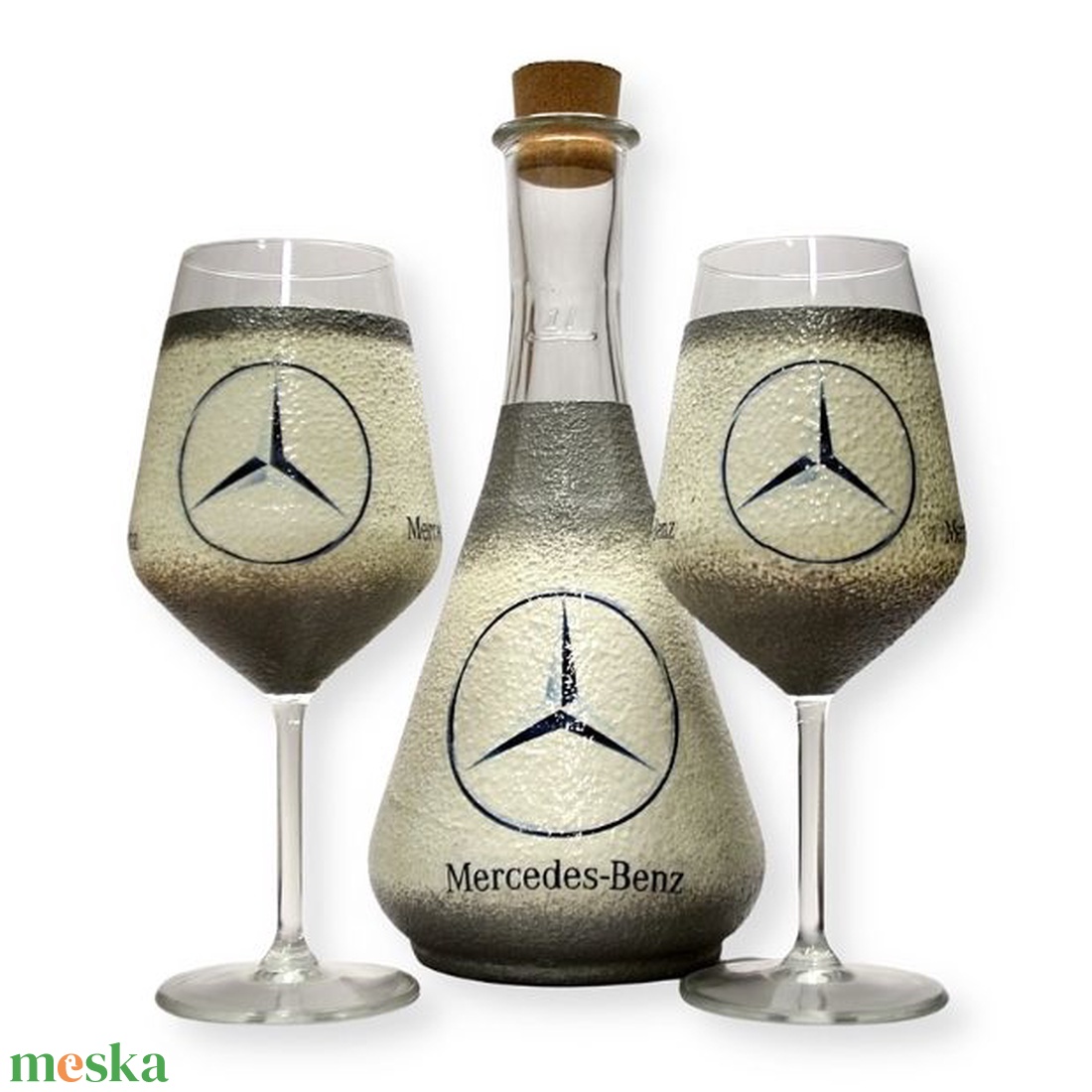 MERCEDES boros készlet ; Mercedes rajongóknak, férjeknek, barátoknak - otthon & lakás - konyhafelszerelés, tálalás - tálalás - boros poharak, szettek - Meska.hu