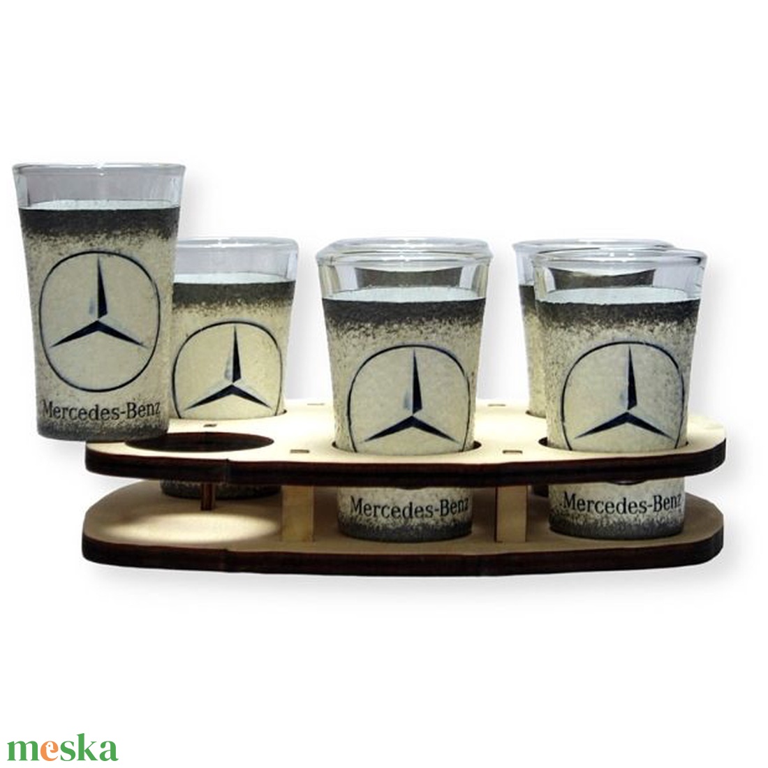 MERCEDES pálinkás pohár szett ; Mercedes rajongóknak, férjeknek, barátoknak - otthon & életmód - konyhafelszerelés, tálalás - tálalás - pálinkás poharak, szettek - Meska.hu