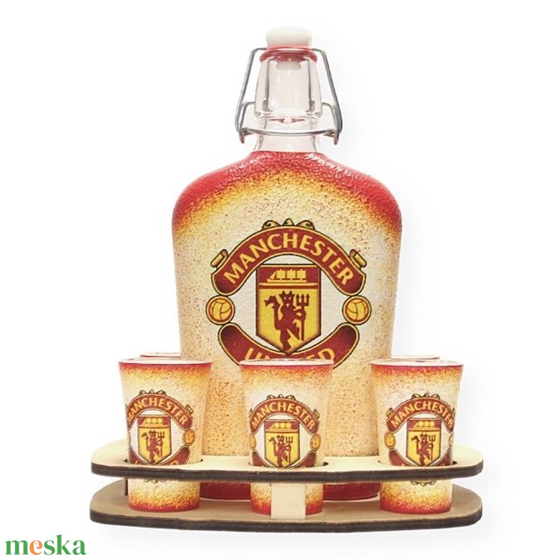 Manchester United whiskys  kínáló ; foci szurkolóknak, szurkolói ajándék  - otthon & életmód - dekoráció - asztal és polc dekoráció - díszüveg - Meska.hu