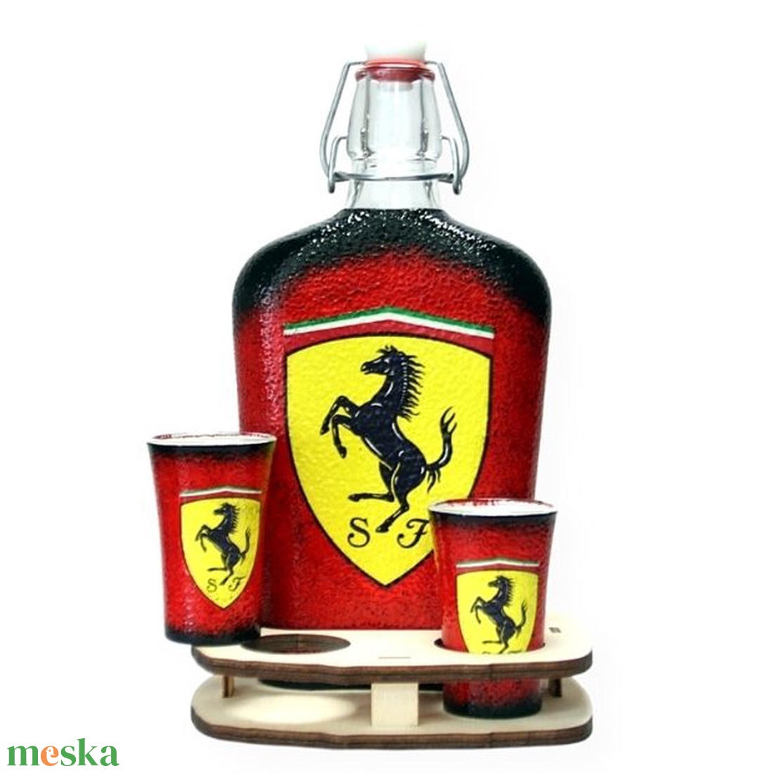 FERRARI pálinkás készlet ferrari szurkolóknak - otthon & életmód - konyhafelszerelés, tálalás - tálalás - pálinkás poharak, szettek - Meska.hu
