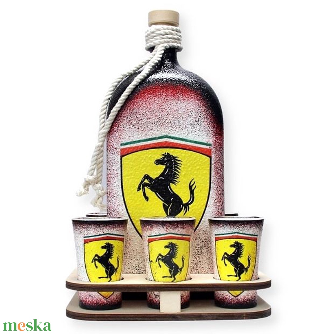 FERRARI pálinka készlet ferrari szurkolóknak - otthon & életmód - konyhafelszerelés, tálalás - tálalás - pálinkás poharak, szettek - Meska.hu