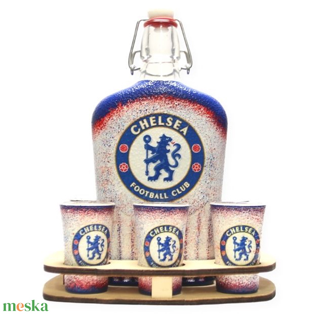 Chelsea FC emblémás  ital kínáló szett   ; Szurkolói ajándék férjeknek -barátoknak - szerelmemnek  - otthon & életmód - konyhafelszerelés, tálalás - tálalás - kínálótál - Meska.hu