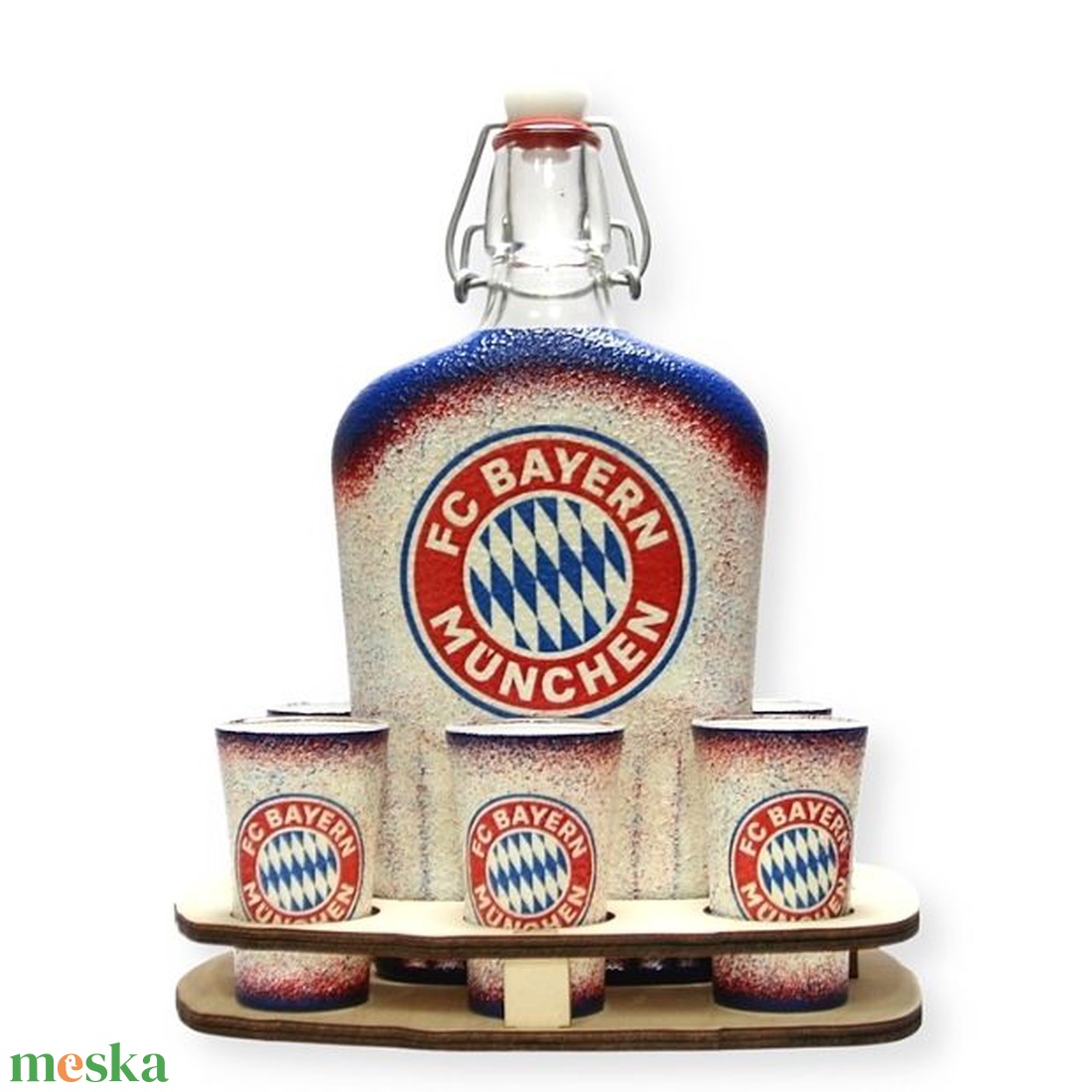 BAYERN MÜNCHEN pálinkás készlet ; foci szurkolóknak - otthon & életmód - konyhafelszerelés, tálalás - tálalás - pálinkás poharak, szettek - Meska.hu