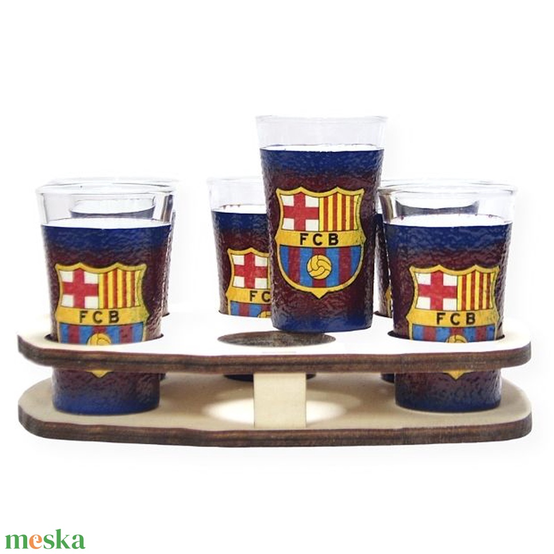 FC Barcelona pálinka pohárszett ; Barcelona futball szurkolóknak - otthon & lakás - konyhafelszerelés, tálalás - tálalás - pálinkás poharak, szettek - Meska.hu