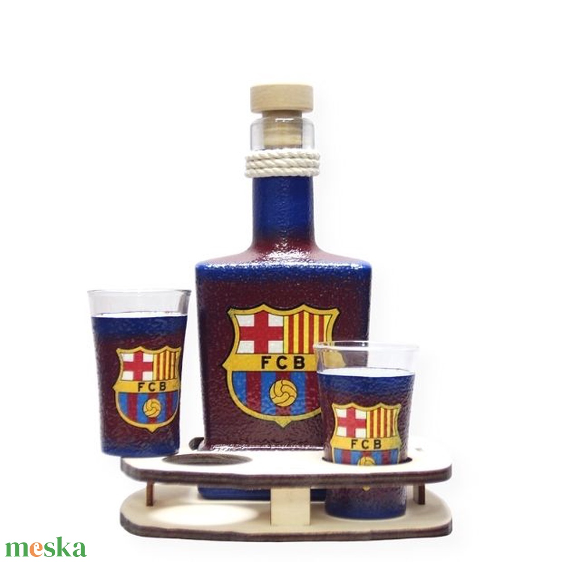 FC Barcelona italos készlet; Barcelona futball szurkolóknak - otthon & lakás - dekoráció - asztal és polc dekoráció - díszüveg - Meska.hu