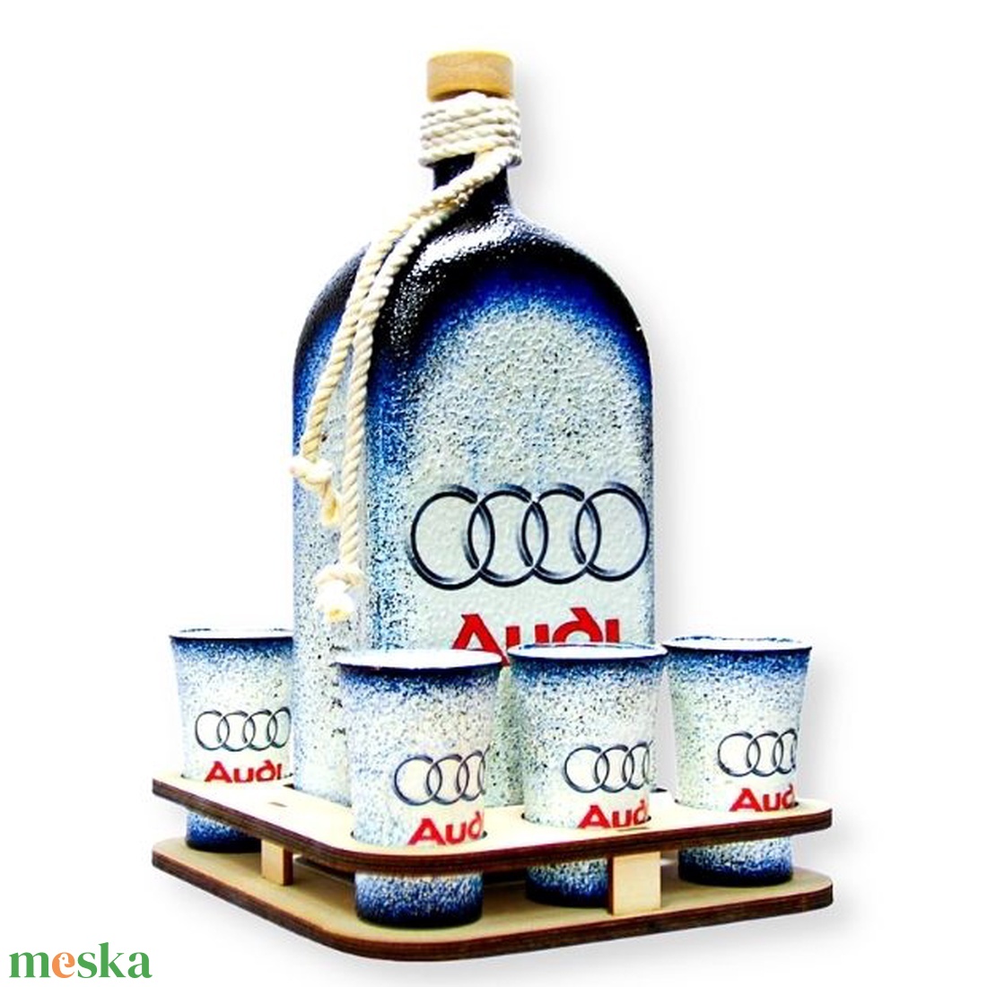 Audi pálinkás készlet ; Audi rajongóknak - otthon & életmód - dekoráció - asztal és polc dekoráció - díszüveg - Meska.hu
