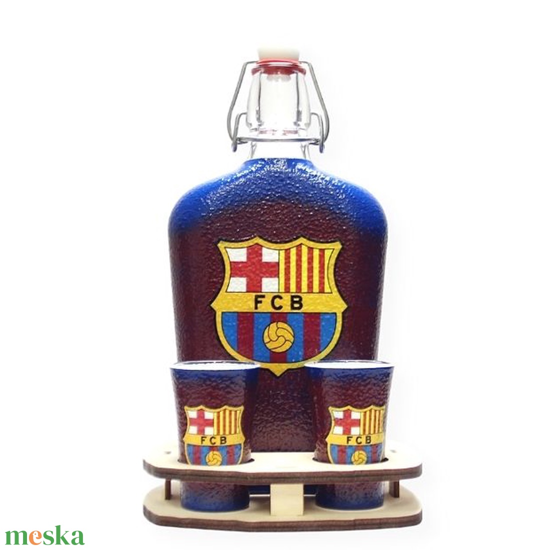 FC Barcelona italos készlet; Barcelona futball szurkolóknak - otthon & életmód - dekoráció - asztal és polc dekoráció - díszüveg - Meska.hu