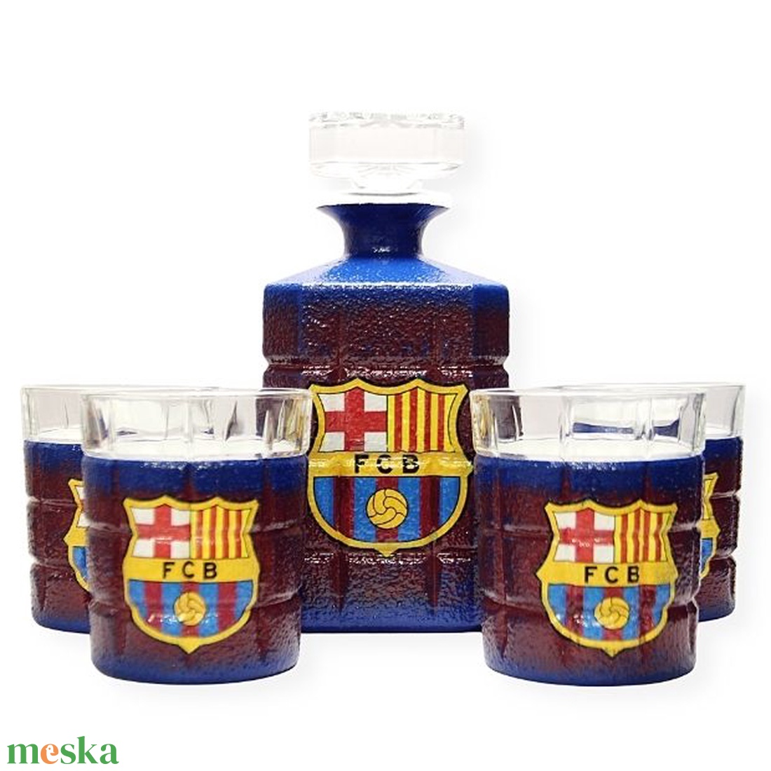 FC Barcelona whiskys készlet ; Barcelona futball szurkolóknak - otthon & életmód - dekoráció - asztal és polc dekoráció - díszüveg - Meska.hu
