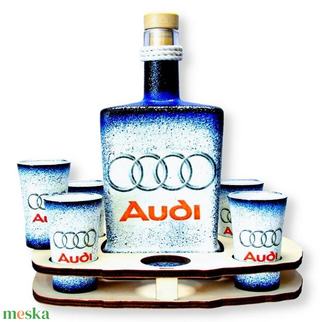 Audi whiskys készlet audi autó rajongóknak - otthon & lakás - konyhafelszerelés, tálalás - tálalás - pálinkás poharak, szettek - Meska.hu