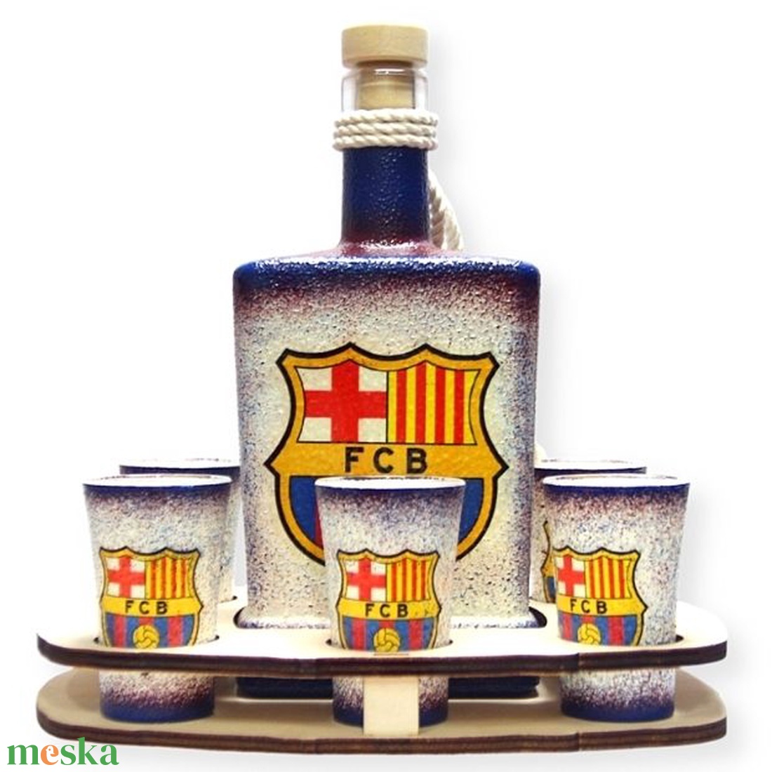 FC Barcelona italos készlet ; Barcelona futball szurkolóknak - otthon & életmód - dekoráció - asztal és polc dekoráció - díszüveg - Meska.hu