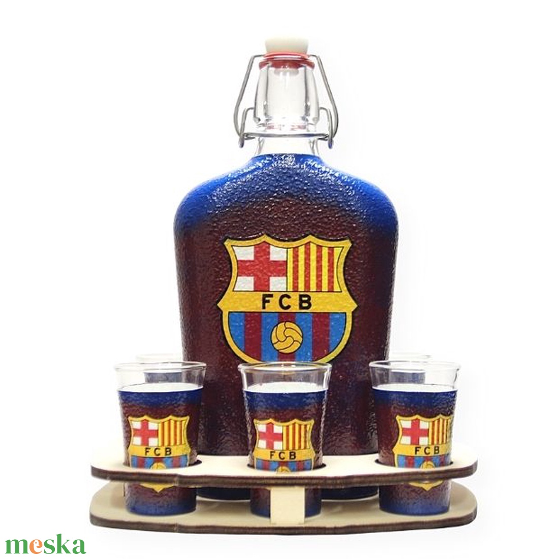 FC Barcelona italszett ; Barcelona futball szurkolóknak - otthon & lakás - dekoráció - asztal és polc dekoráció - díszüveg - Meska.hu