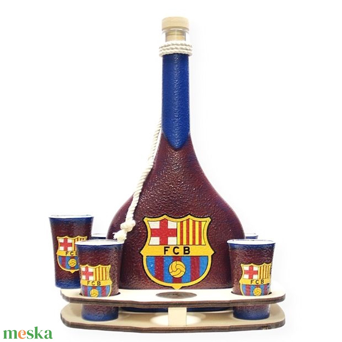 FC Barcelona italos készlet; Barcelona futball szurkolóknak - otthon & életmód - dekoráció - asztal és polc dekoráció - díszüveg - Meska.hu