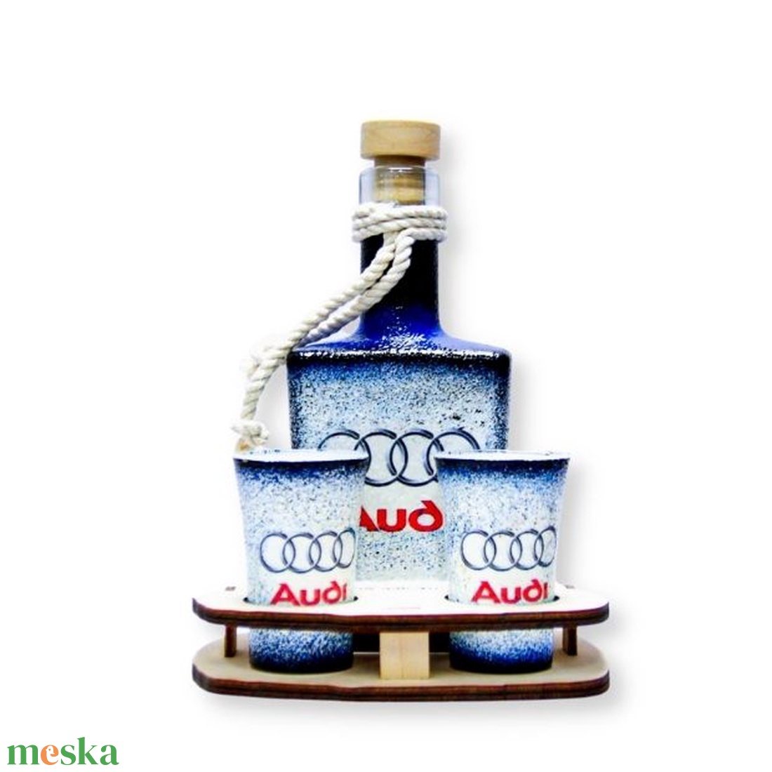 Audi whiskys készlet ; Audi rajongóknak - otthon & életmód - konyhafelszerelés, tálalás - tálalás - pálinkás poharak, szettek - Meska.hu