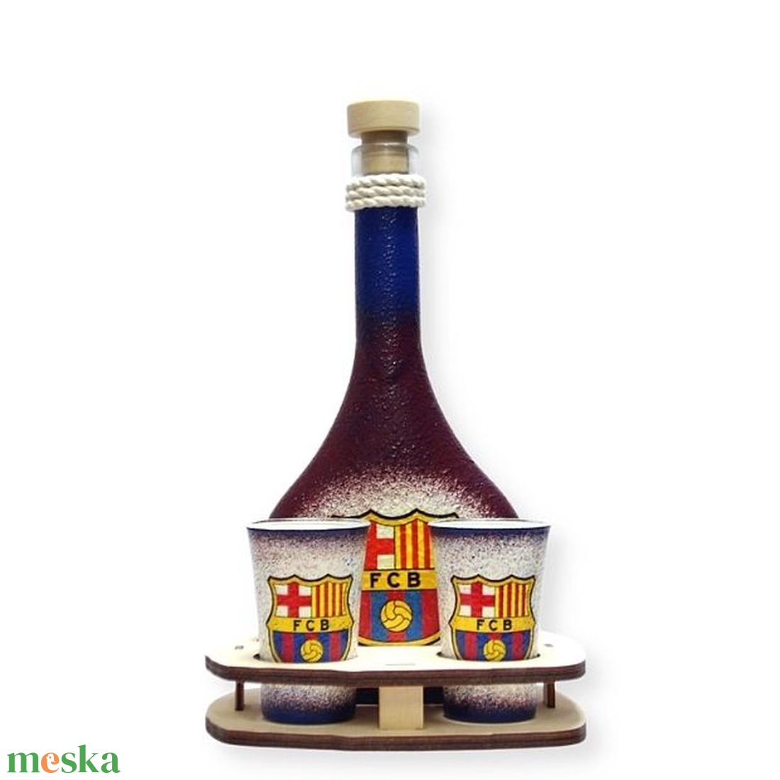 FC Barcelona italos készlet; Barcelona futball szurkolóknak - otthon & életmód - dekoráció - asztal és polc dekoráció - díszüveg - Meska.hu