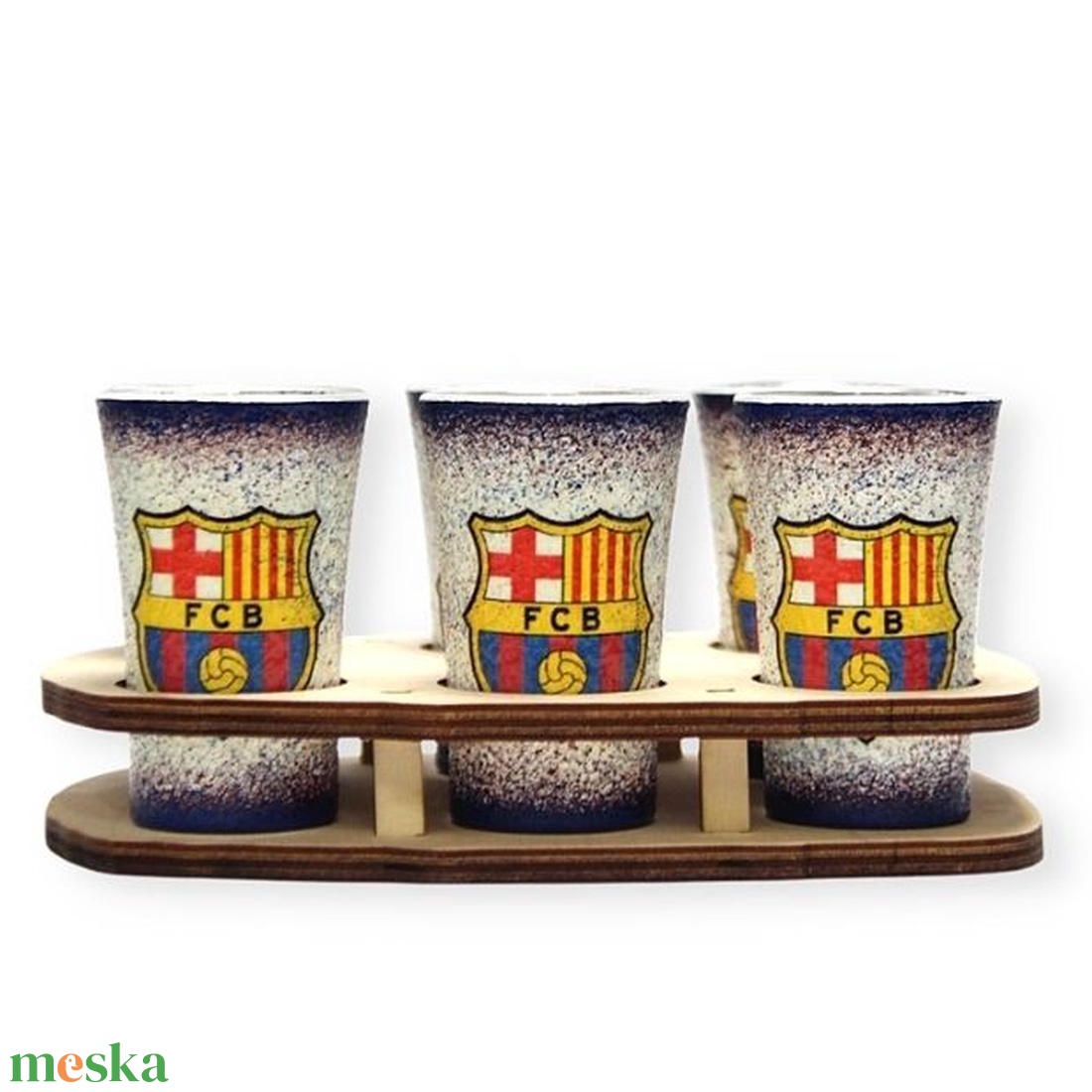 FC Barcelona pálinka pohárszett  ; Barcelona futball szurkolóknak - otthon & életmód - konyhafelszerelés, tálalás - tálalás - pálinkás poharak, szettek - Meska.hu