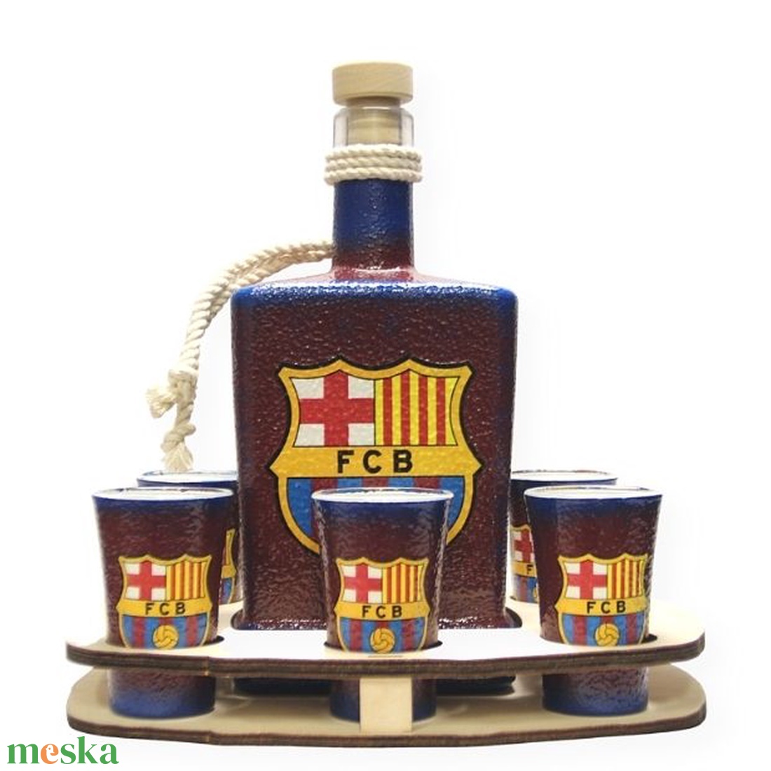 FC Barcelona italos készlet; Barcelona futball szurkolóknak - otthon & lakás - dekoráció - asztal és polc dekoráció - díszüveg - Meska.hu