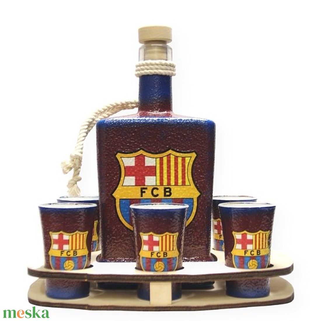 FC Barcelona italos készlet; Barcelona futball szurkolóknak - otthon & életmód - dekoráció - asztal és polc dekoráció - díszüveg - Meska.hu