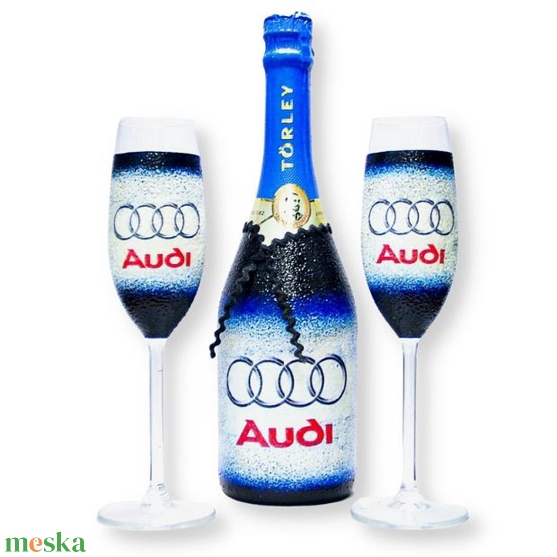 Audi pezsgős pohárszett ; Audi rajongóknak - otthon & lakás - konyhafelszerelés, tálalás - tálalás - pohár - Meska.hu