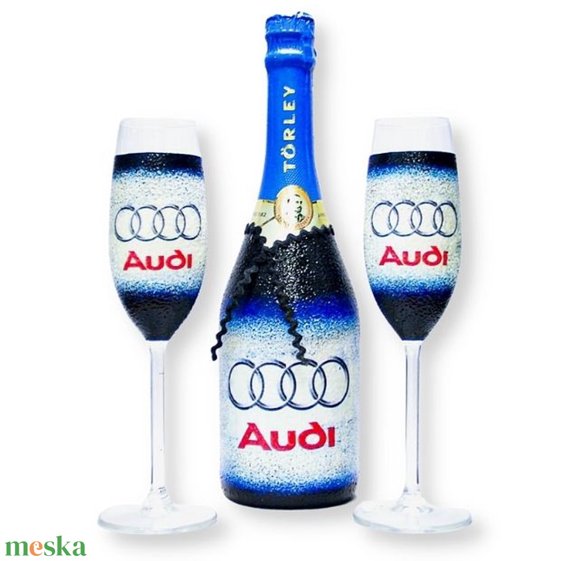 Audi pezsgős pohárszett ; Audi rajongóknak - otthon & életmód - konyhafelszerelés, tálalás - tálalás - pohár - Meska.hu