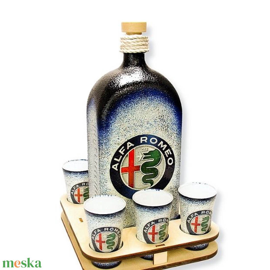 Alfa Romeo pálinkás szett ; A saját Alfa Romeo autód fotójával is!  - otthon & életmód - konyhafelszerelés, tálalás - tálalás - pálinkás poharak, szettek - Meska.hu