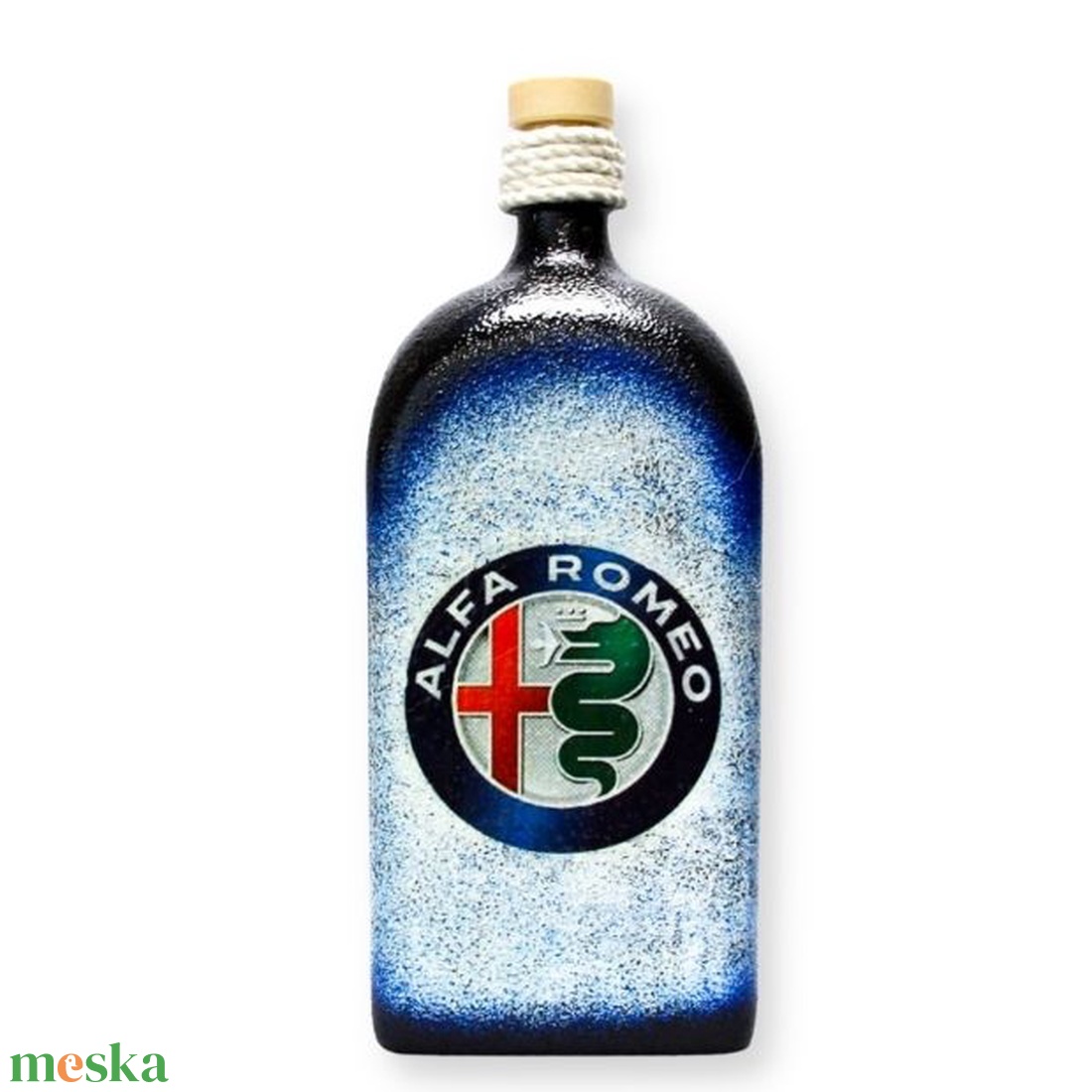 Alfa Romeo pálinkás üveg ; Saját Alfa autód fotójával is!  - otthon & életmód - dekoráció - asztal és polc dekoráció - díszüveg - Meska.hu