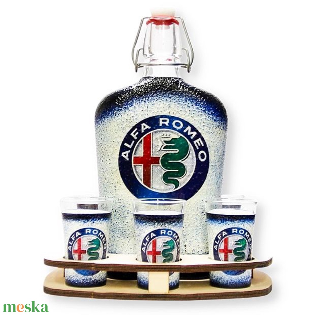Alfa Romeo italos szett ; A saját Alfa autód fotójával is! - otthon & lakás - dekoráció - asztal és polc dekoráció - díszüveg - Meska.hu