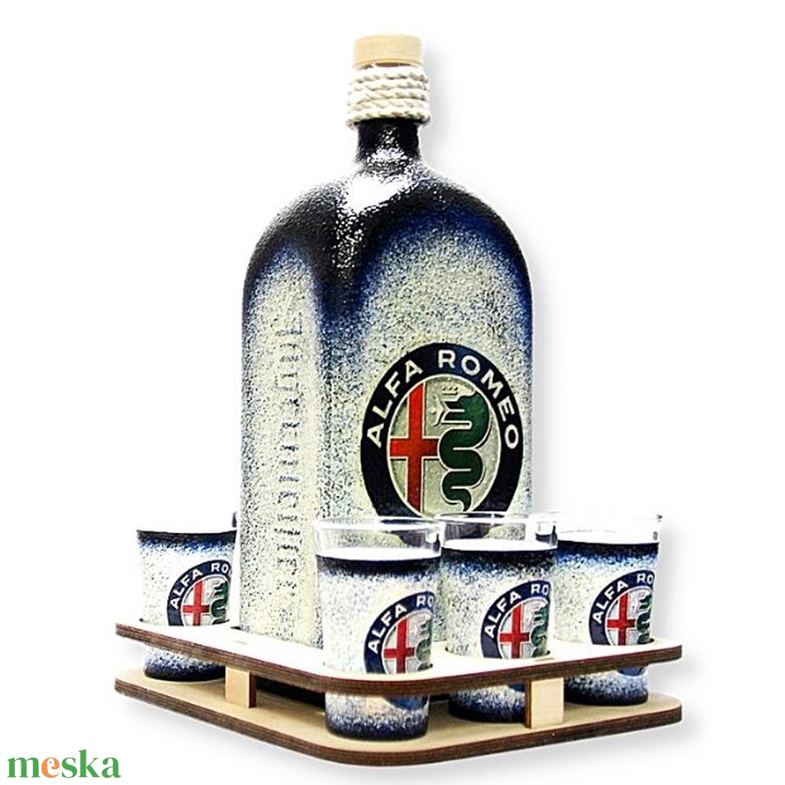 Alfa Romeo italszett ; Saját Alfa autód fotójával is!  - otthon & életmód - konyhafelszerelés, tálalás - tálalás - pálinkás poharak, szettek - Meska.hu