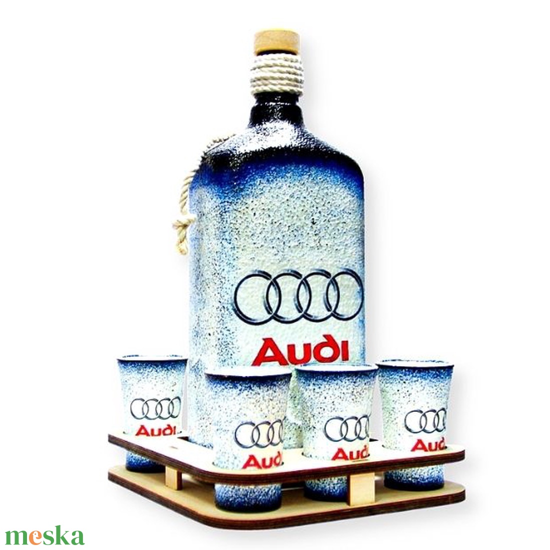 Audi pálinkás készlet ; Audi rajongóknak - otthon & életmód - dekoráció - asztal és polc dekoráció - díszüveg - Meska.hu