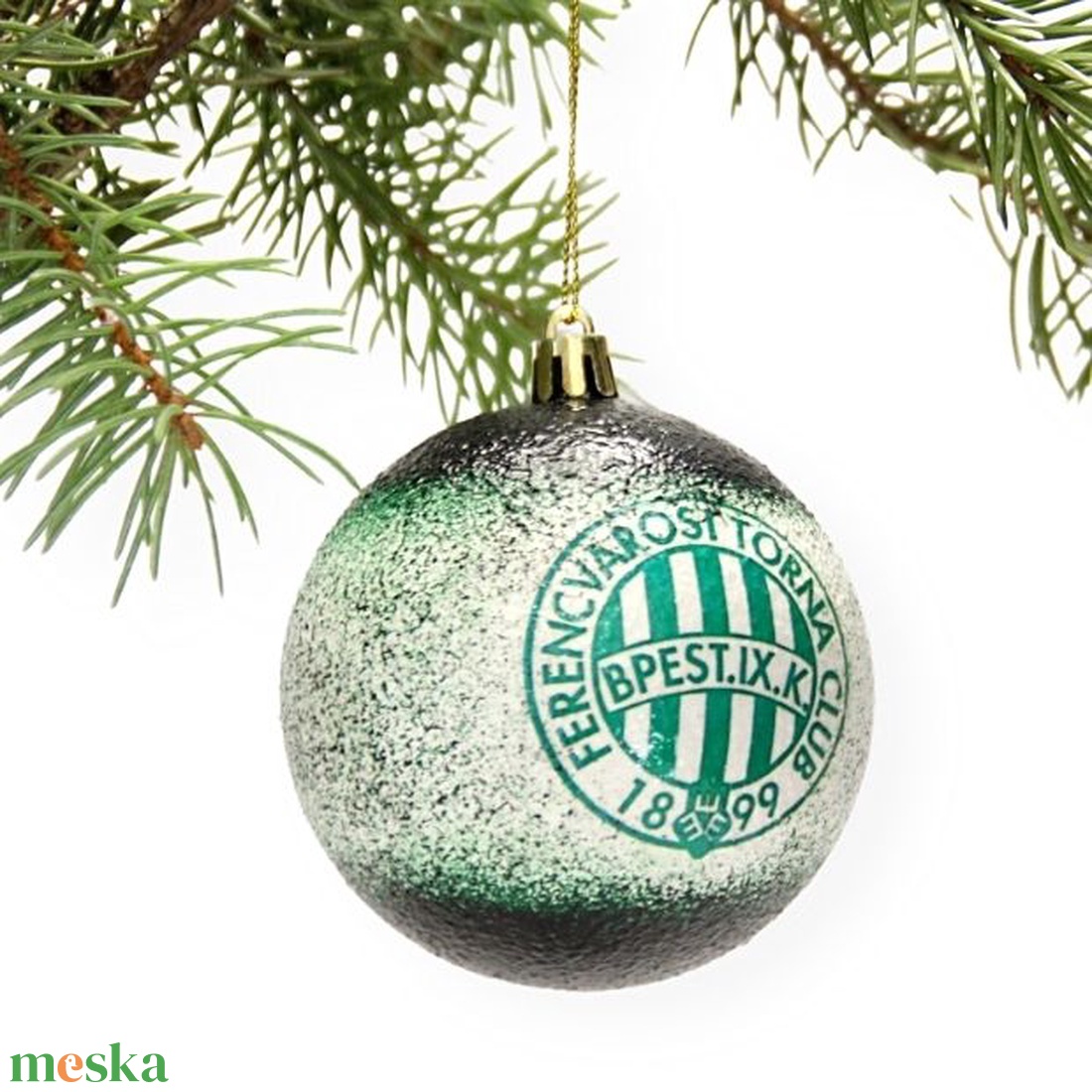 Karácsonyfa gömb foci témájú emblémával - FTC  szurkolóknak   -  párodnak mikulásra és karácsonyra  - karácsony - karácsonyi lakásdekoráció - karácsonyfadíszek - Meska.hu