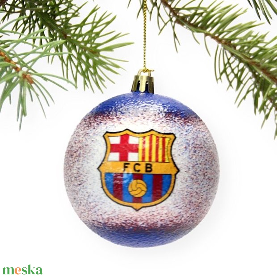 Karácsonyfa gömb foci témájú emblémával -FC BARCELONA szurkolóknak  -  párodnak; szerelmednek  mikulásra és karácsonyra  - karácsony - karácsonyi lakásdekoráció - karácsonyfadíszek - Meska.hu