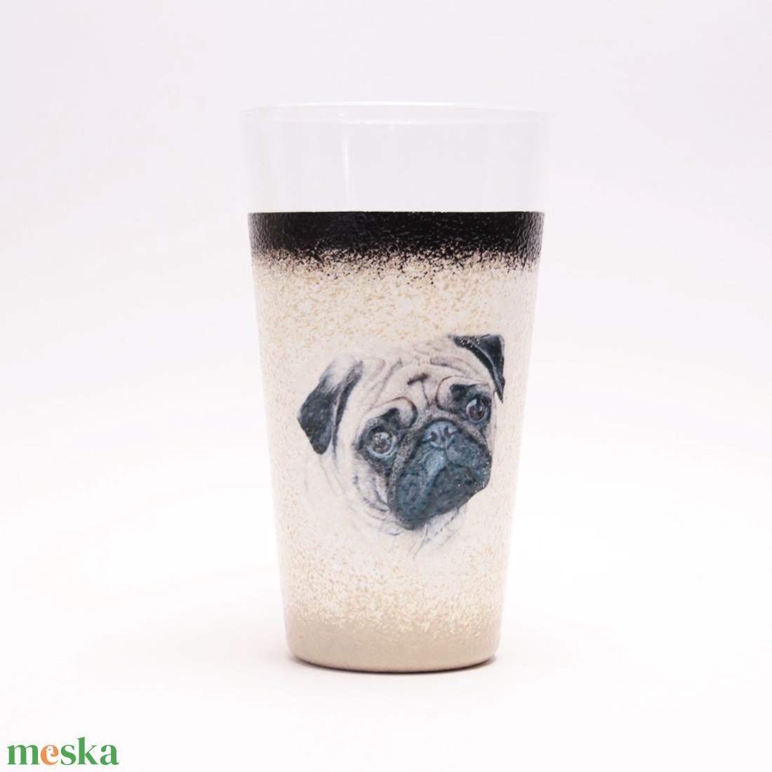 Kutya motívummal ( Mopsz)  vizes pohár ; Házi kedvenc rajongóknak ;Egyedi állat fotóval is ! - játék & sport - plüssállat & játékfigura - kutya - Meska.hu