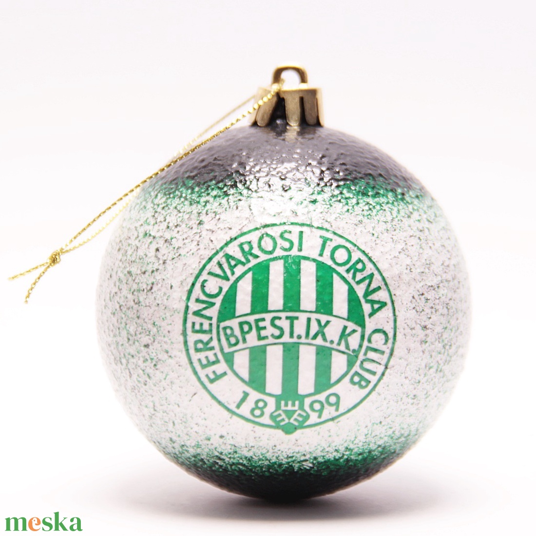 Karácsonyfa gömb foci témájú emblémával -FTC szurkolóknak  -  párodnak; szerelmednek  mikulásra és karácsonyra  - karácsony - karácsonyi lakásdekoráció - karácsonyfadíszek - Meska.hu
