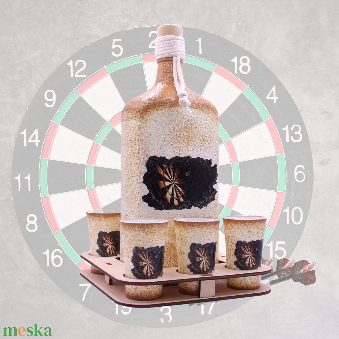 Pálinka kínáló szett darts imádóknak   - igazi kuriózum ajándék minden alkalomra   - otthon & életmód - konyhafelszerelés, tálalás - tálalás - pálinkás poharak, szettek - Meska.hu