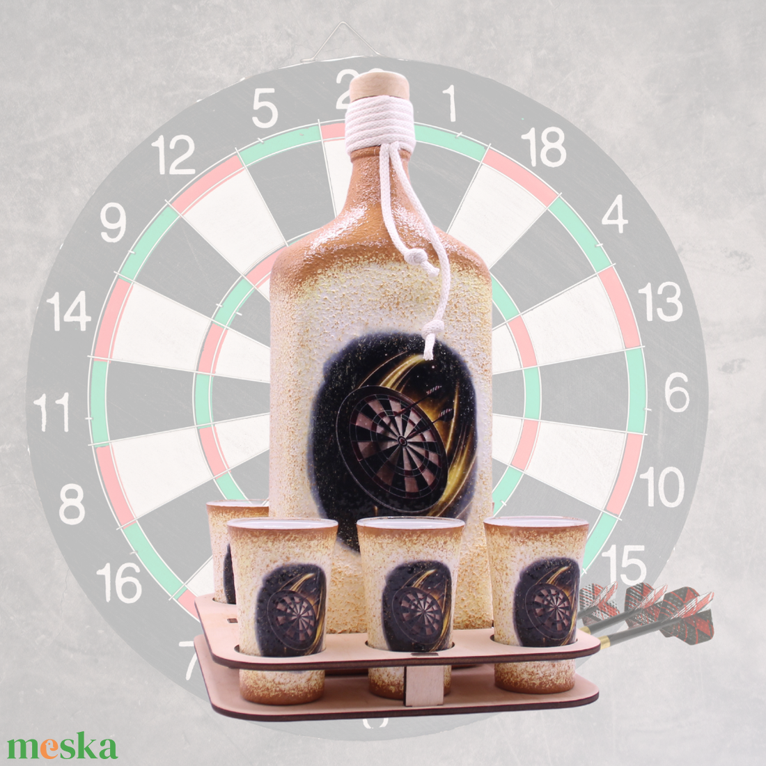 Pálinka kínáló szett darts imádóknak   - igazi kuriózum ajándék minden alkalomra   - otthon & életmód - konyhafelszerelés, tálalás - tálalás - pálinkás poharak, szettek - Meska.hu