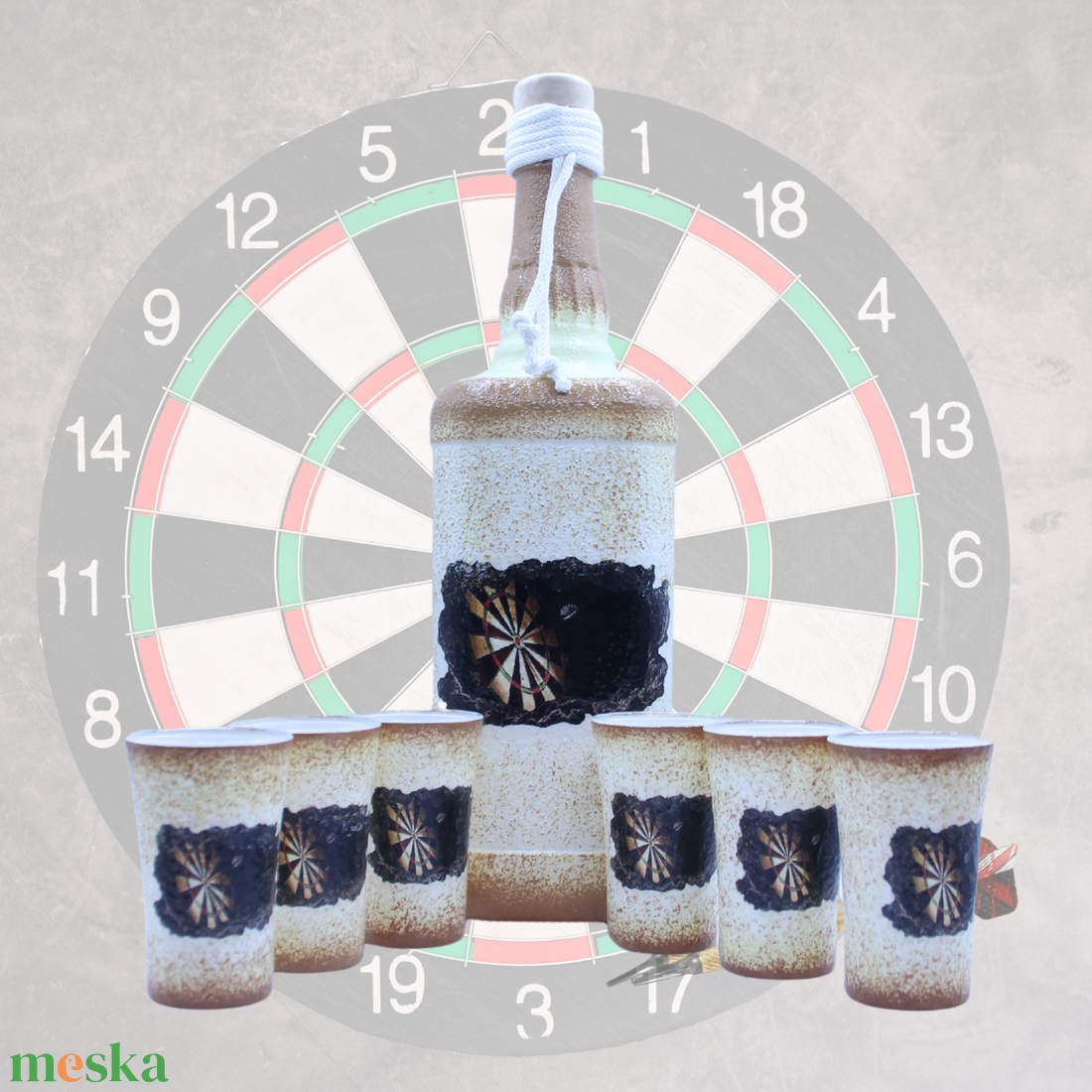 Pálinka kínáló szett darts imádóknak   - igazi kuriózum ajándék minden alkalomra   - otthon & életmód - konyhafelszerelés, tálalás - tálalás - pálinkás poharak, szettek - Meska.hu