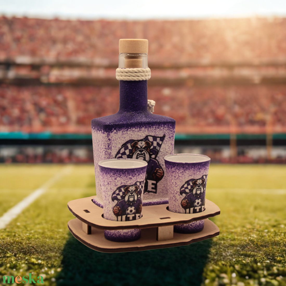 Egyedi kézműves ajándék UTE szurkolóknak - kis pálinka kínáló szett születésnapra ,névnapra, karácsonyra  - otthon & életmód - konyhafelszerelés, tálalás - tálalás - pálinkás poharak, szettek - Meska.hu