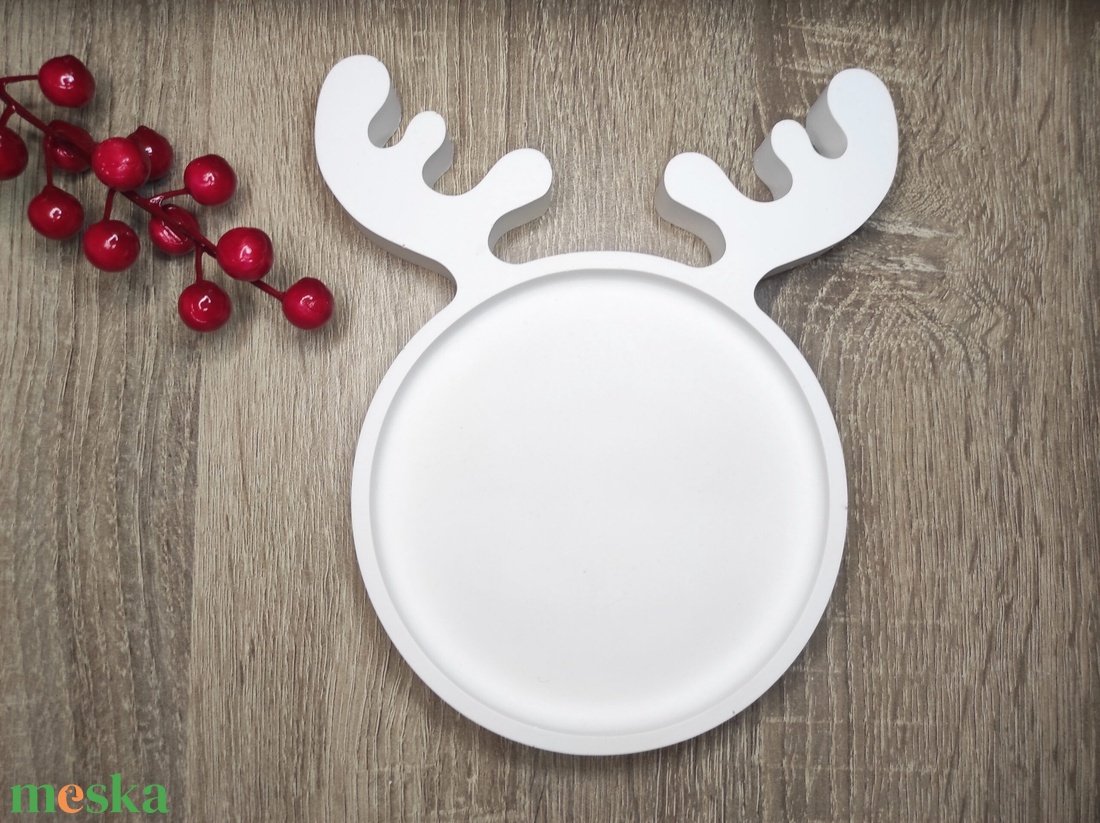 Szarvas agancsos tálca - karácsony - karácsonyi lakásdekoráció - ünnepi asztaldekoráció - Meska.hu